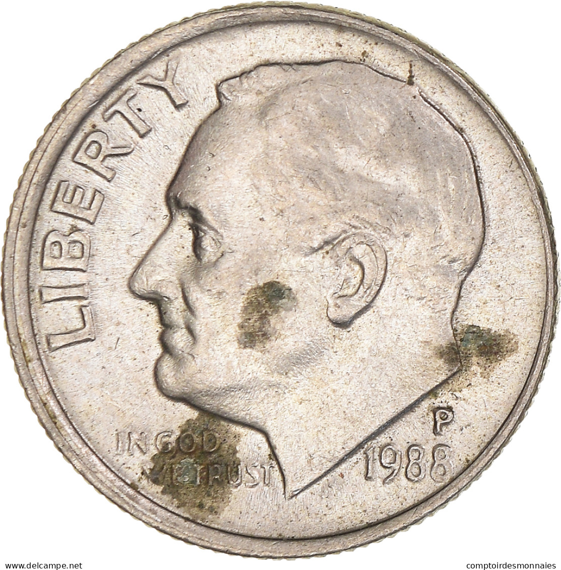 Monnaie, États-Unis, Roosevelt Dime, Dime, 1988, U.S. Mint, Philadelphie, TTB+ - 1946-...: Roosevelt