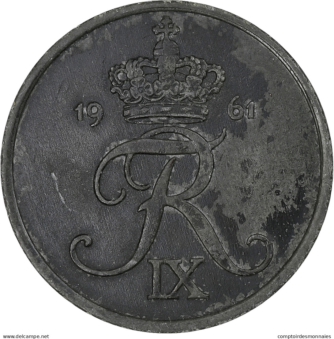 Danemark, Frederik IX, 5 Øre, 1961, Copenhagen, TTB, Zinc - Danemark