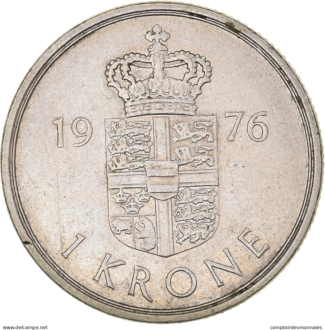Monnaie, Danemark, Margrethe II, Krone, 1976, Copenhagen, TTB+, Cupro-nickel - Danemark