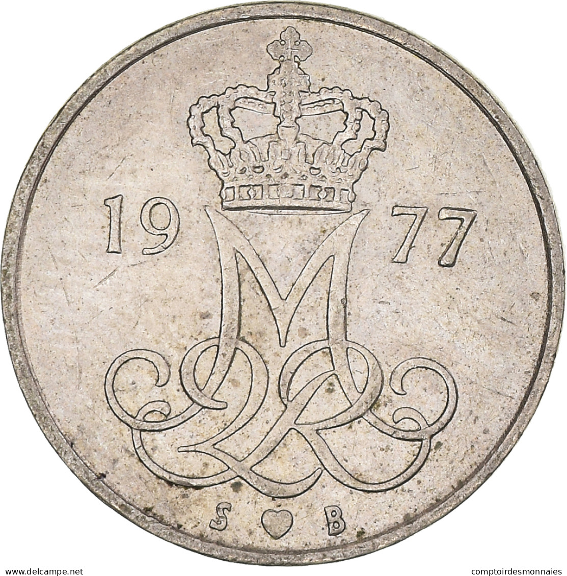 Monnaie, Danemark, Margrethe II, 10 Öre, 1977, Copenhagen, TTB, Cupro-nickel - Dänemark