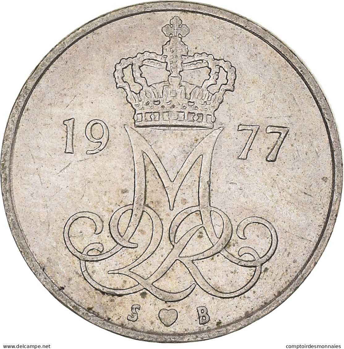 Monnaie, Danemark, Margrethe II, 10 Öre, 1977, Copenhagen, TTB, Cupro-nickel - Danemark