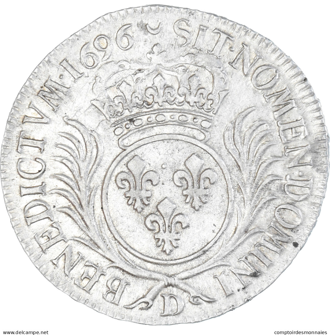 Monnaie, France, Louis XIV, 1/2 Ecu Aux Palmes, 1696, Lyon, Réformé, TTB+ - 1643-1715 Luis XIV El Rey Sol