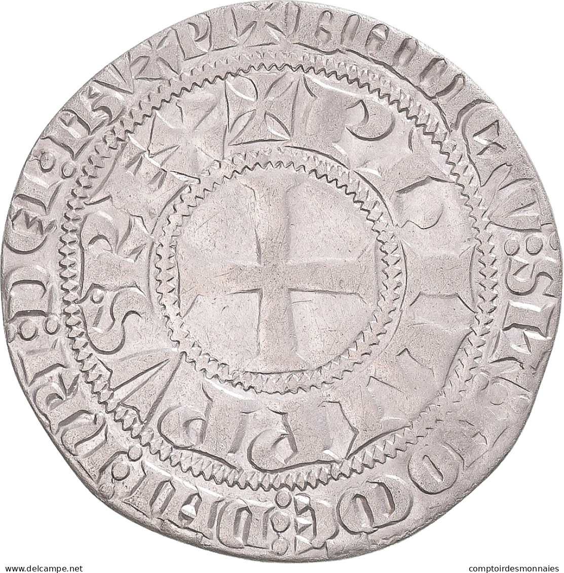 Monnaie, France, Philippe IV, Gros Tournois à L'O Rond, TTB, Argent - 1328-1350 Philipp VI.