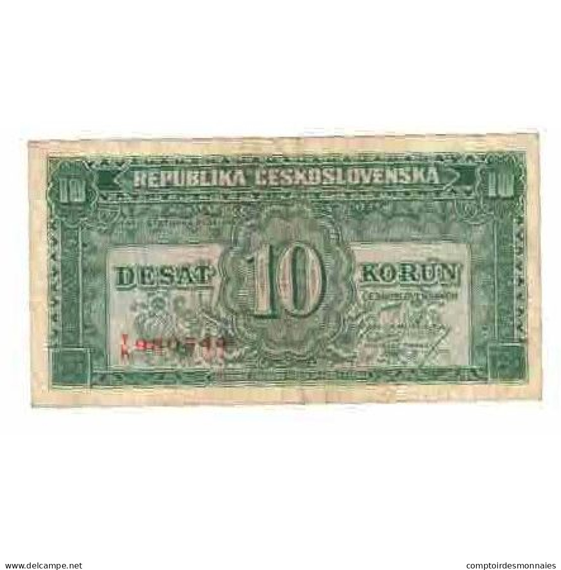 Billet, Tchécoslovaquie, 10 Korun, Undated (1945), KM:60a, TTB - Tschechoslowakei