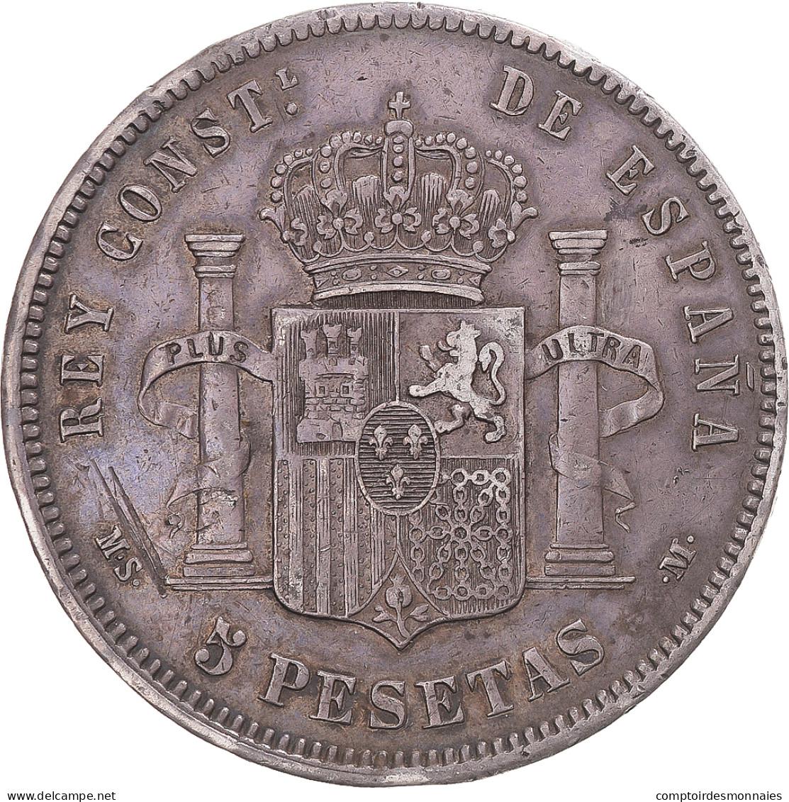 Monnaie, Espagne, Alfonso XII, 5 Pesetas, 1883, Madrid, TTB, Argent, KM:688 - First Minting