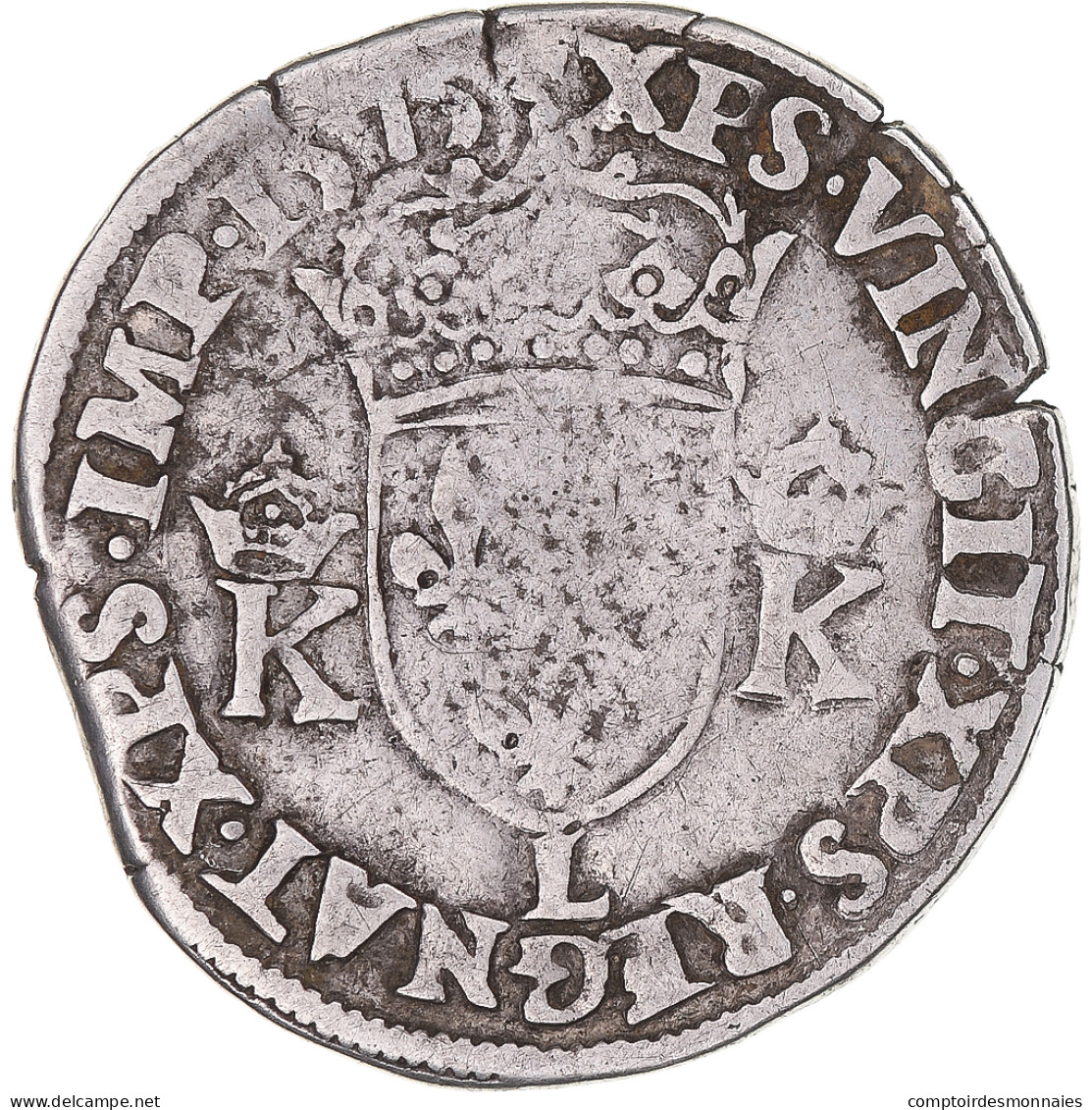 Monnaie, France, Charles IX, Teston Au Deux K Couronnés, 1575, Bayonne, TB - 1560-1574 Carlos IX