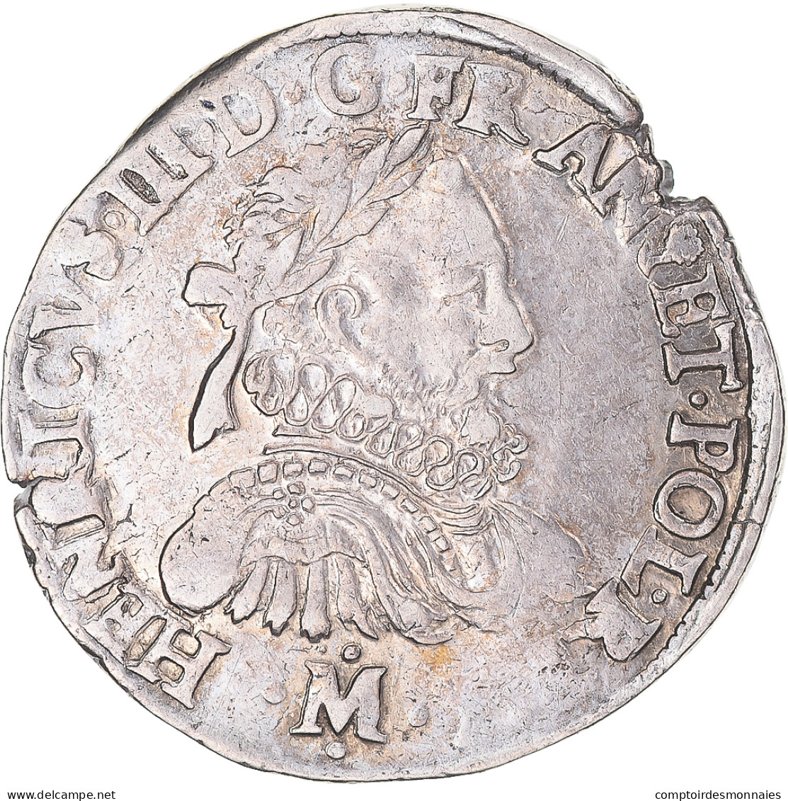 Monnaie, France, Henri III, Teston, 3e Type Au Col Fraisé, 1576, Toulouse, TTB - 1574-1589 Enrique III