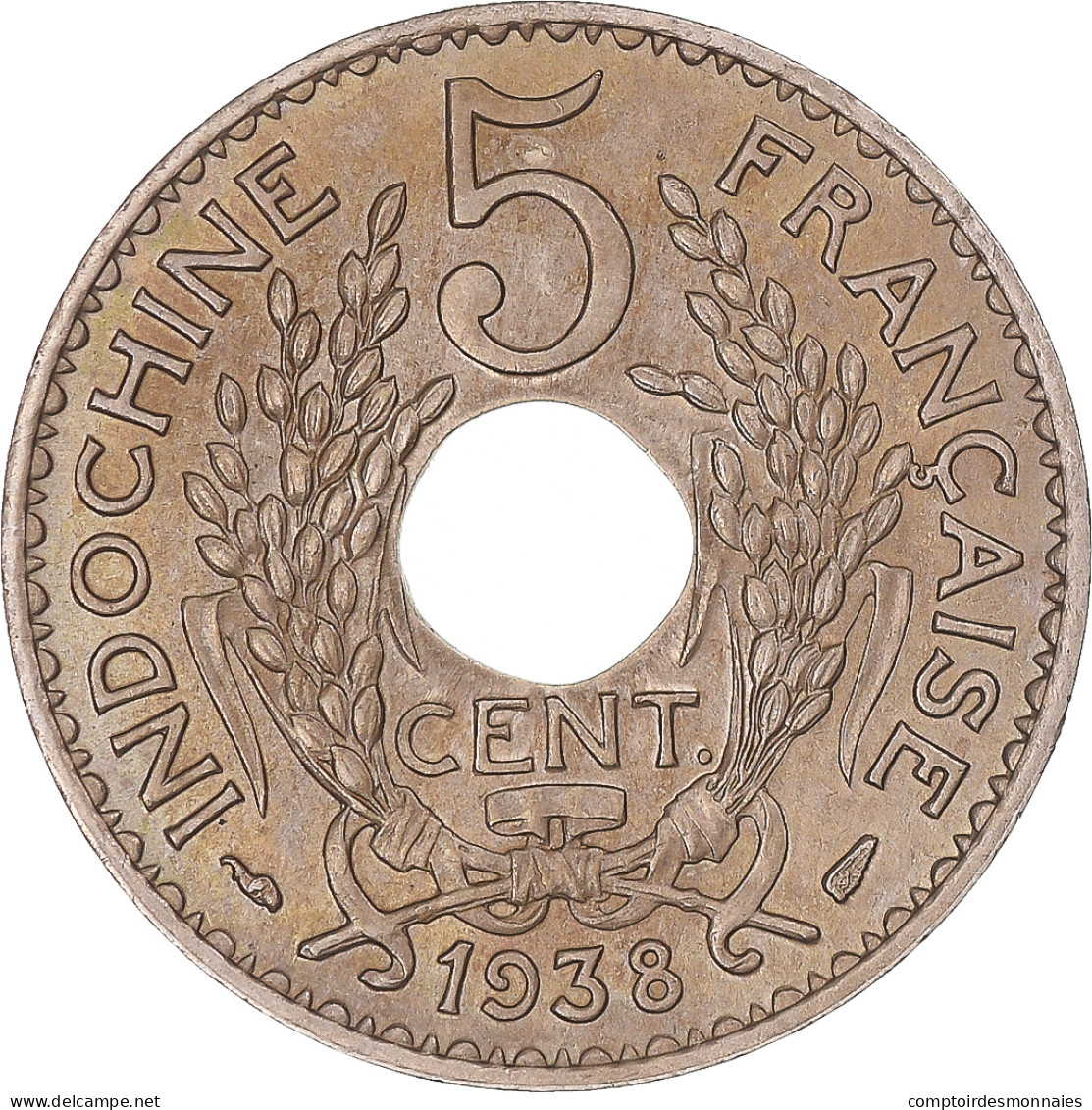 Indochine Française, 5 Cents, 1938, Paris, SUP+, Maillechort, KM:18 - Autres & Non Classés