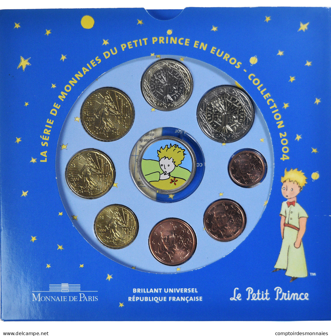 France, Coffret 1c. à 2€ + Jeton, Petit Prince, 2004, Monnaie De Paris, BU - Francia