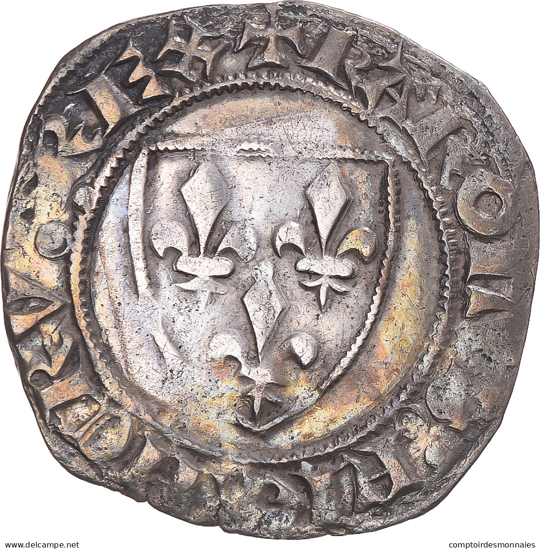 Monnaie, France, Charles VI, Blanc Guénar, 1380-1422, Tournai, TTB, Billon - 1380-1422 Charles VI The Beloved