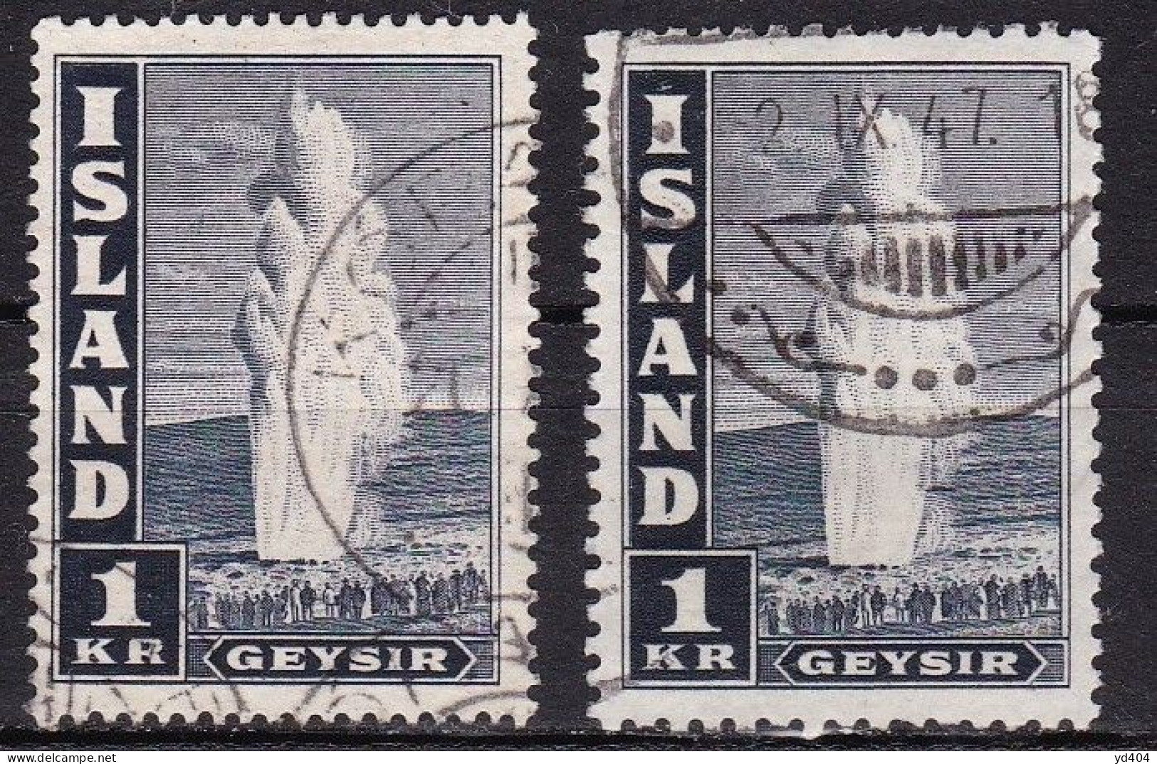 IS036D – ISLANDE – ICELAND – 1943-47 – THE GREAT GEYSER – SC # 208B/Bd USED 11,50 € - Usati