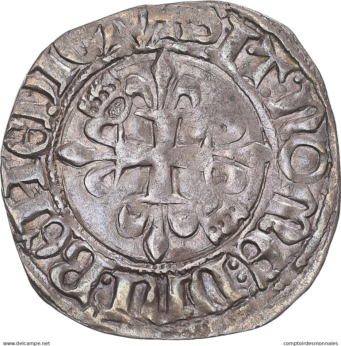 Monnaie, France, Charles VI, Gros Florette, 1389-1419, Rouen, TTB+, Billon - 1380-1422 Carlos VI El Bien Amado