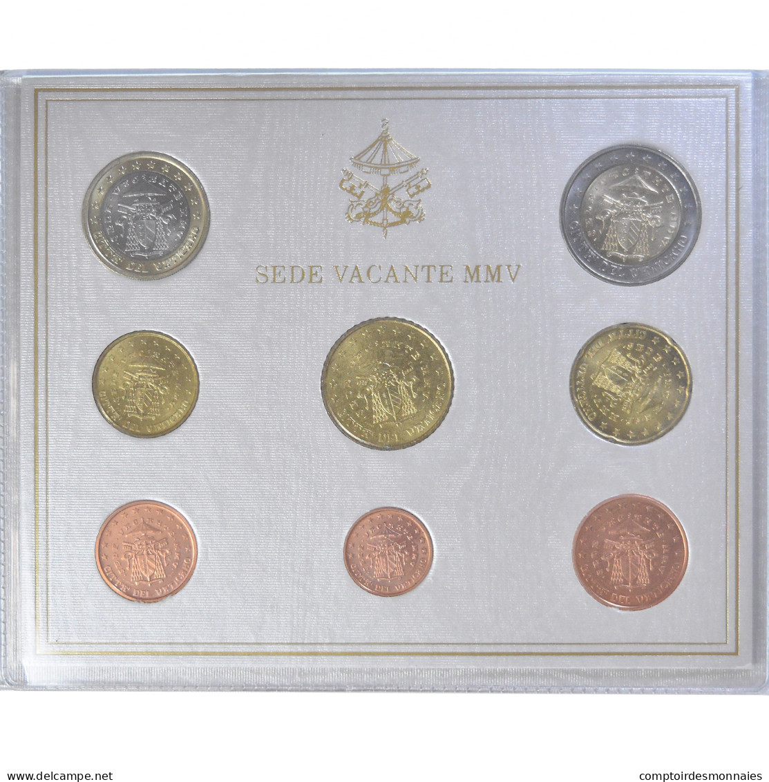 Vatican, Sede Vacante, Coffret 1c. à 2€, 2005, Rome, BU, FDC - Vatikan