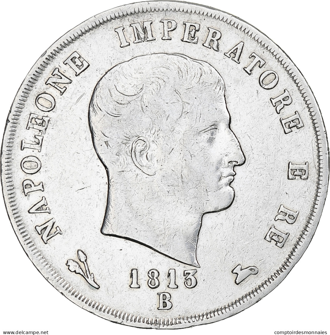 Italie, Napoleon I, 5 Lire, 1813, Bologna, Argent, TB+, KM:10.9 - Napoleoniche