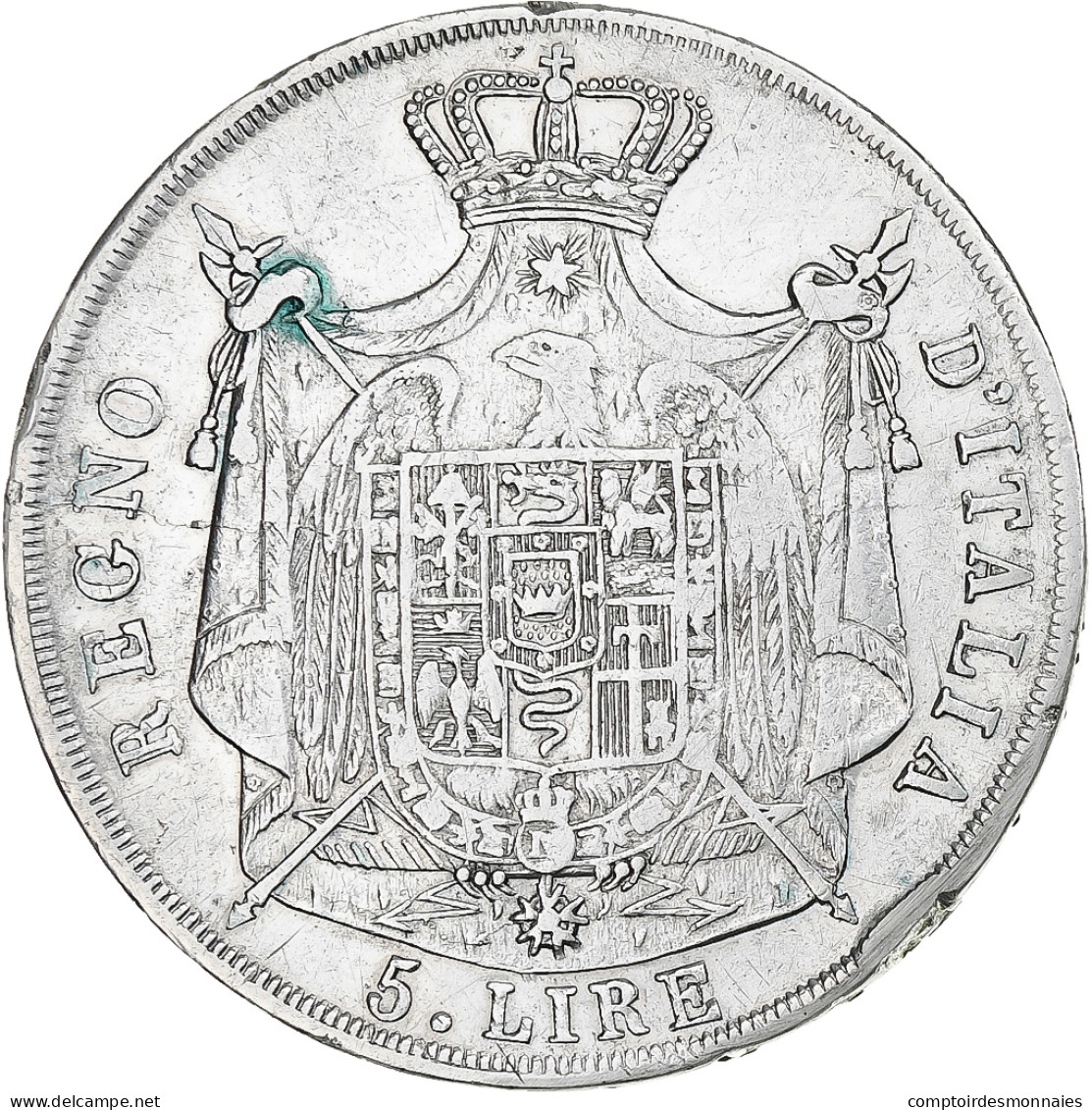 Italie, Napoleon I, 5 Lire, 1813, Bologna, Argent, TB+, KM:10.9 - Napoleónicas
