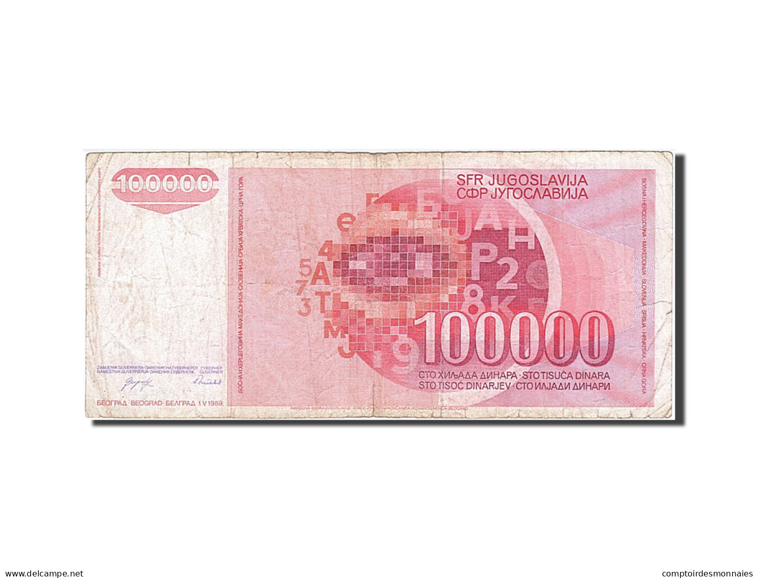 Billet, Yougoslavie, 100,000 Dinara, 1989, 1989-05-01, TB - Jugoslavia