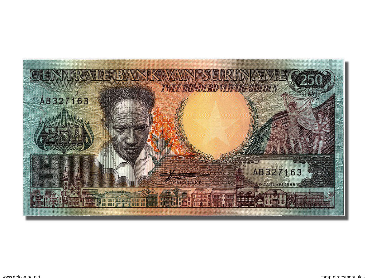 Billet, Suriname, 250 Gulden, 1988, 1988-01-09, NEUF - Suriname