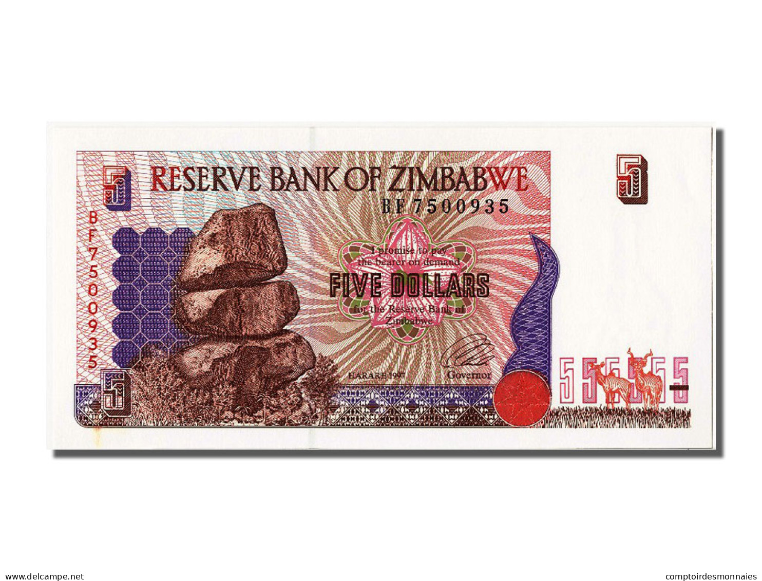 Billet, Zimbabwe, 5 Dollars, 1997, NEUF - Zimbabwe