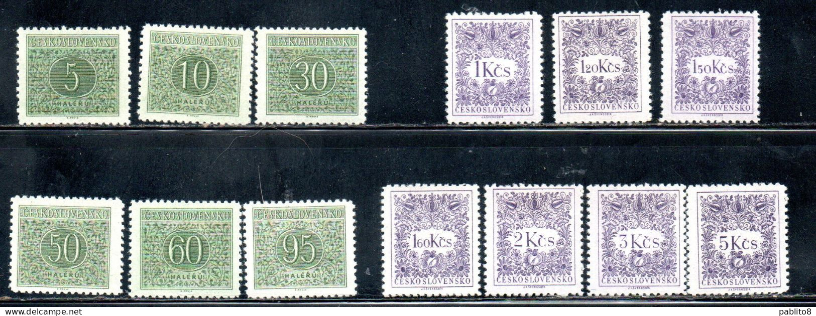 CZECHOSLOVAKIA CECOSLOVACCHIA 1954 1955 POSTAGE DUE STAMPS TAXE SEGNATASSE COMPLETE SET SERIE COMPLETA MNH - Timbres-taxe