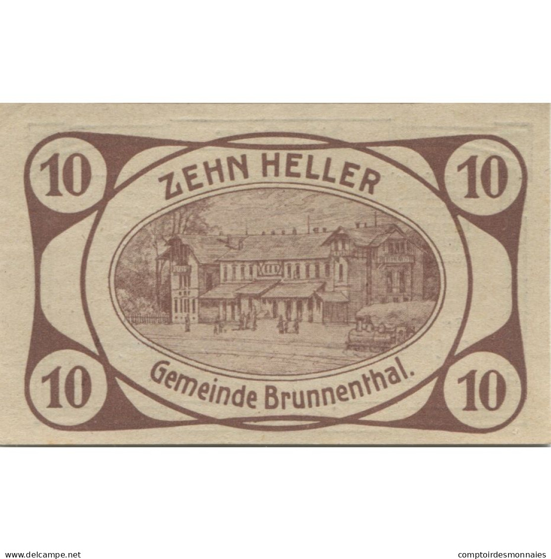 Billet, Autriche, Brunnenthal, 10 Heller, Gare 1920-12-15, SPL, Mehl:FS 111a - Austria