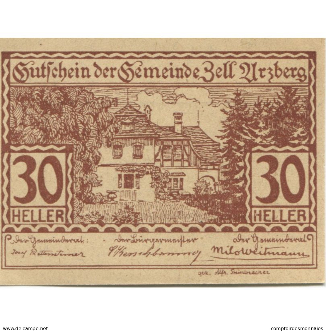 Billet, Autriche, Zell Arzberg, 30 Heller, Ferme 1920-12-31, SPL, Mehl:FS 1273a - Oesterreich
