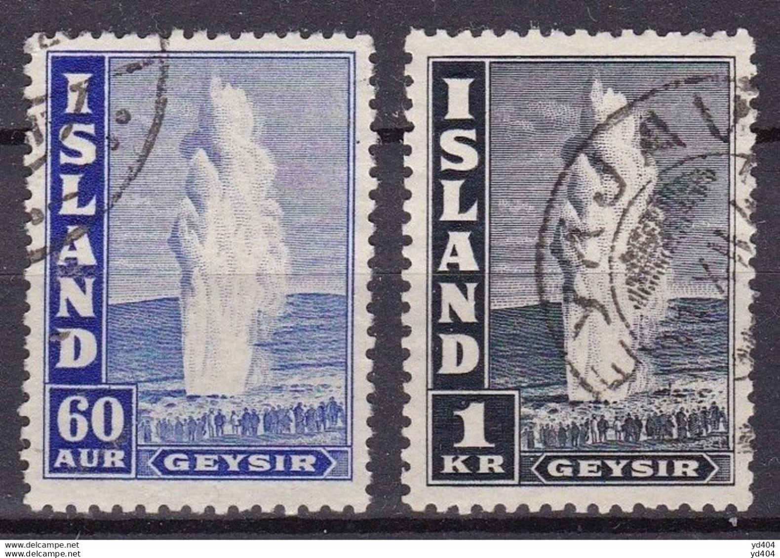 IS036E – ISLANDE – ICELAND – 1943-45 – GEYSER PERF. 11½ – MI # 229E/39E USED 22 € - Used Stamps