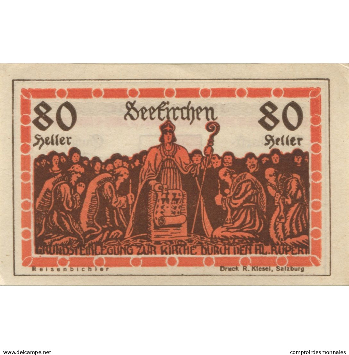Billet, Autriche, Seekirchen, 80 Heller, Blason 1920-12-31, SPL Mehl:FS 987a - Oesterreich