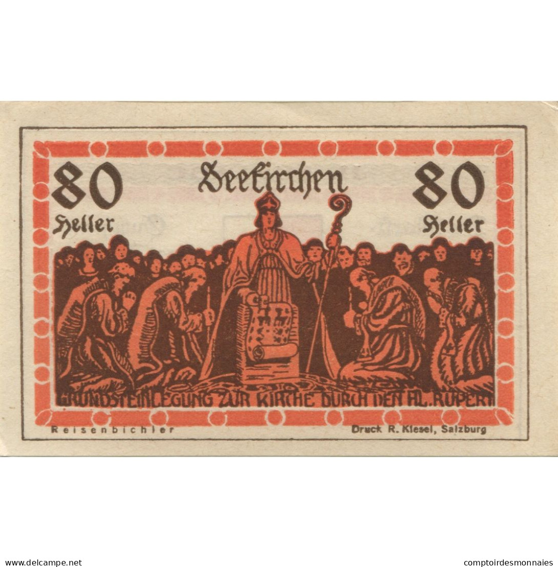 Billet, Autriche, Seekirchen, 80 Heller, Blason 1920-12-31, SPL Mehl:FS 987a - Autriche