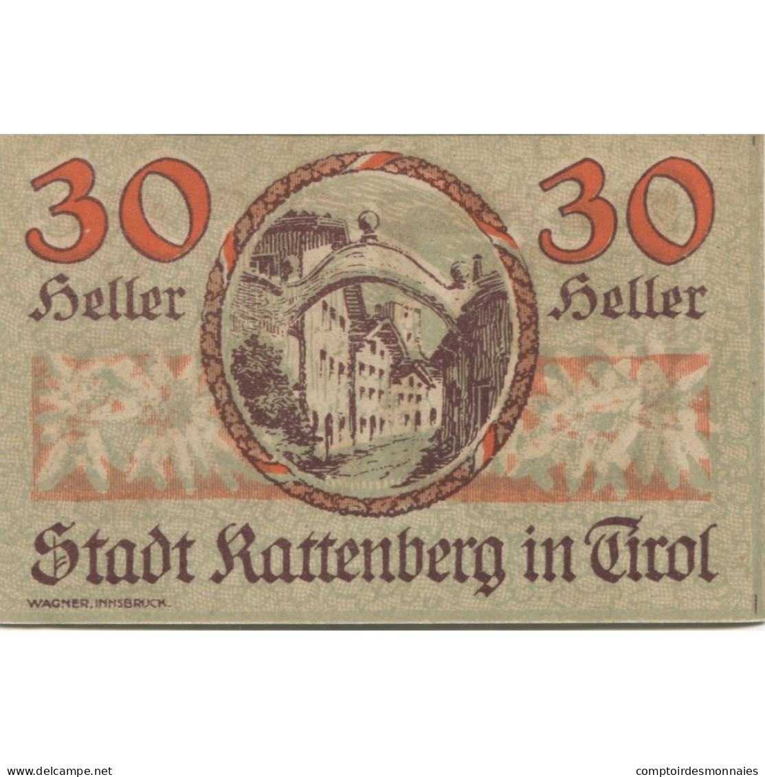Billet, Autriche, Rattenberg, 30 Heller, Blason 1920-12-31, SPL Mehl:FS 821I - Oesterreich