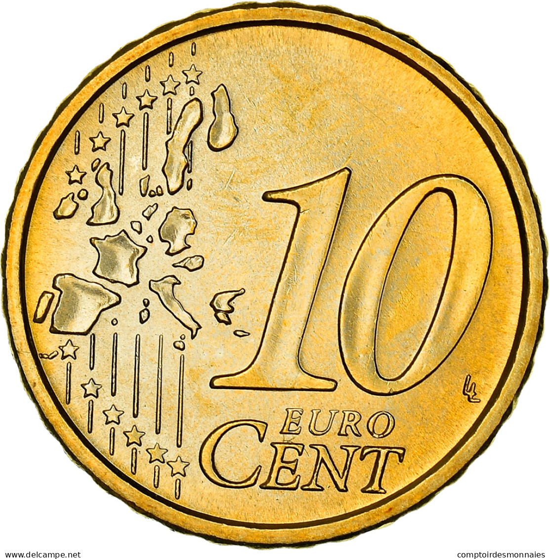 Italie, 10 Euro Cent, Birth Of Venus, 2007, SPL+, Or Nordique - Italia