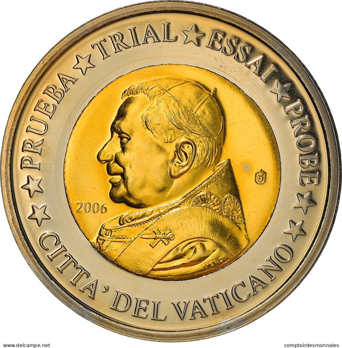 Vatican, Médaille, 2 E, Essai-Trial Benoit XVI, 2006, FDC, Bi-Metallic - Andere & Zonder Classificatie