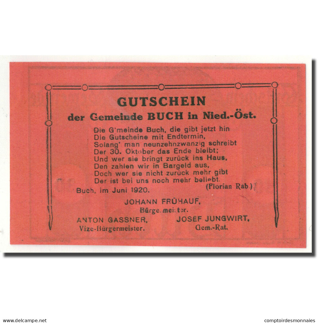 Billet, Autriche, Buch, 30 Heller, Paysage, 1920, SPL, Mehl:113a - Oesterreich