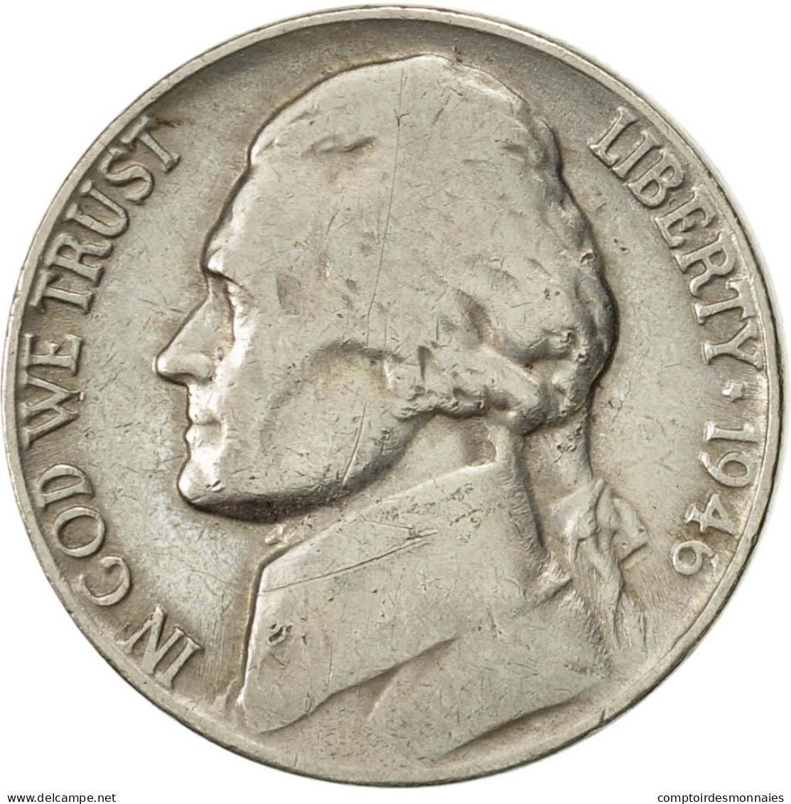 Monnaie, États-Unis, Jefferson Nickel, 5 Cents, 1946, U.S. Mint, Philadelphie - 1909-1958: Lincoln, Wheat Ears Reverse