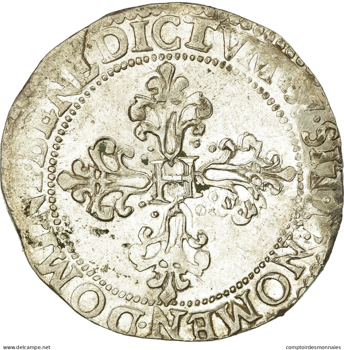 France, Henri III, 1/2 Franc Au Col Plat, 1587, Amiens, Argent, SUP, Gadoury:487 - 1574-1589 Enrique III