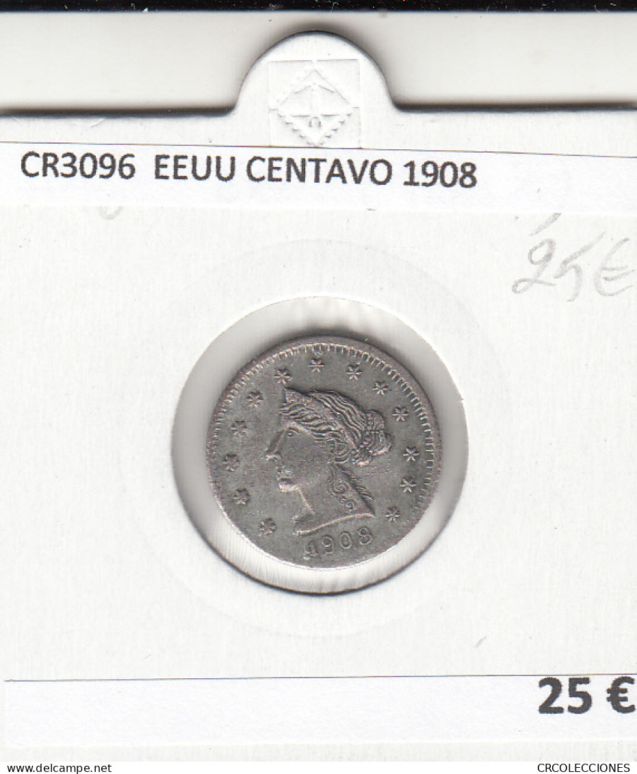 CR3096 MONEDA ESTADOS UNIDOS CENTAVO 1908 BC  - Other - America