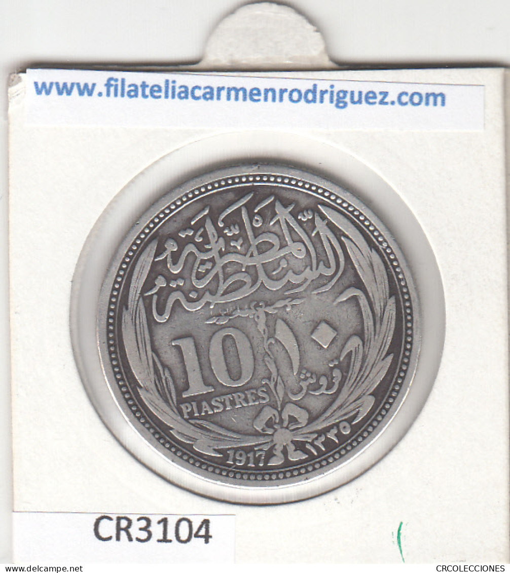 CR3104 MONEDA EGIPTO 10 PIASTRAS 1917 MBC PLATA - Sonstige – Afrika