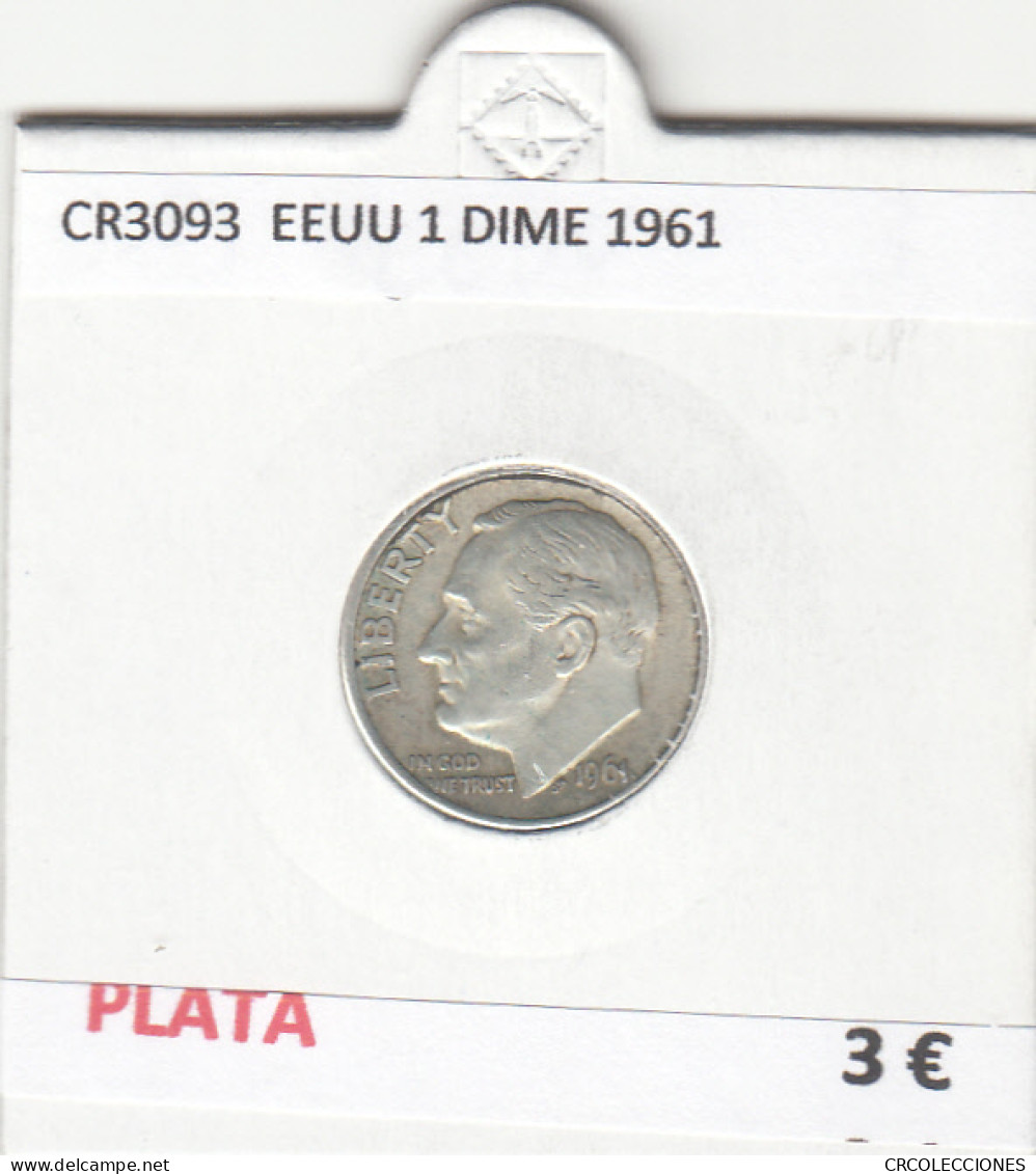 CR3093 MONEDA ESTADOS UNIDOS 1 DIME 1961 BC PLATA - Autres – Amérique