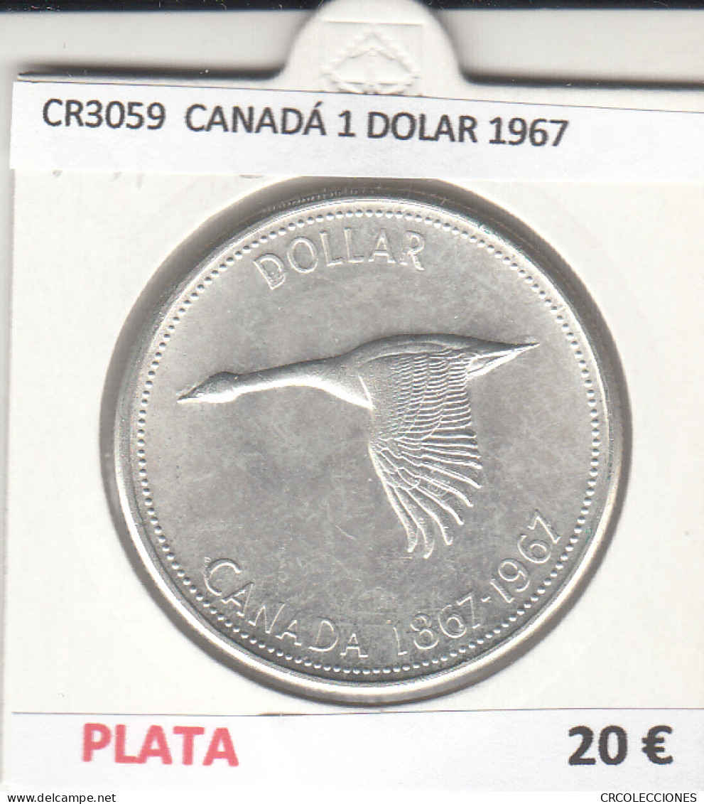 CR3059 MONEDA CANADÁ 1 DOLAR 1967 MBC PLATA - Autres – Amérique