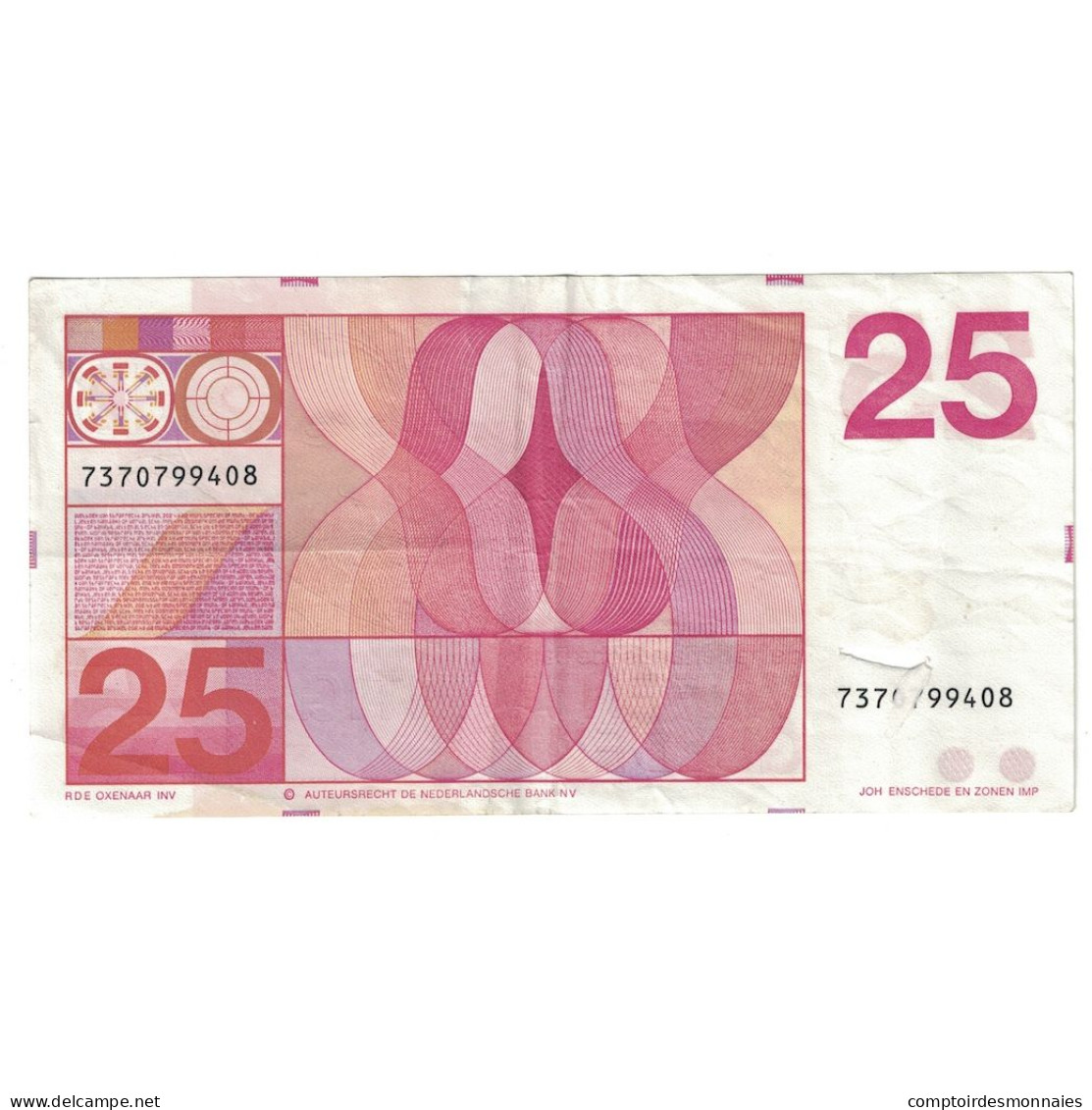 Billet, Pays-Bas, 25 Gulden, 1971, 1971-02-10, KM:92a, TTB - 25 Gulden