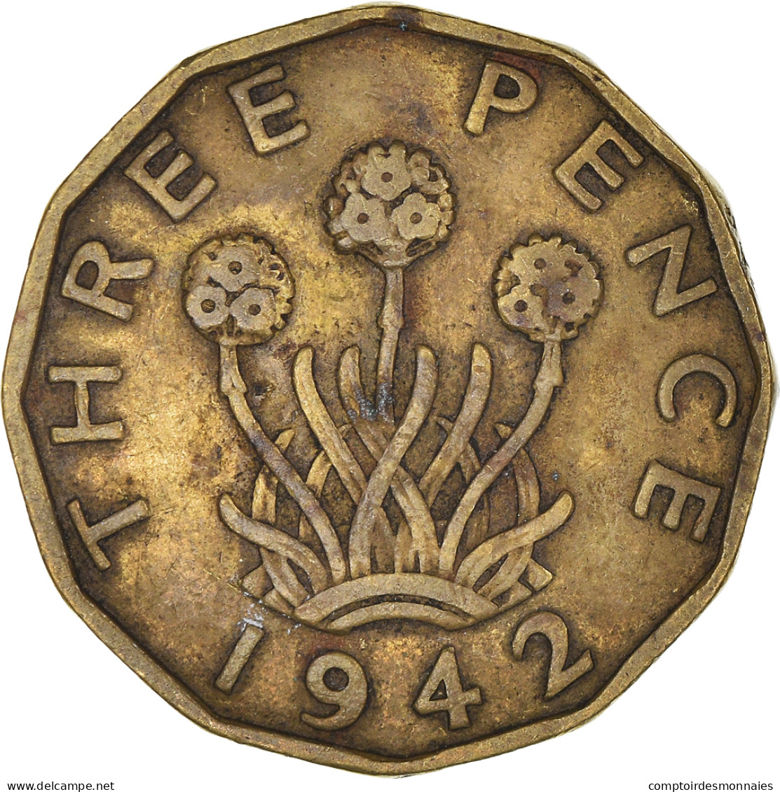 Monnaie, Grande-Bretagne, George VI, 3 Pence, 1942, TB+, Nickel-Cuivre, KM:849 - F. 3 Pence