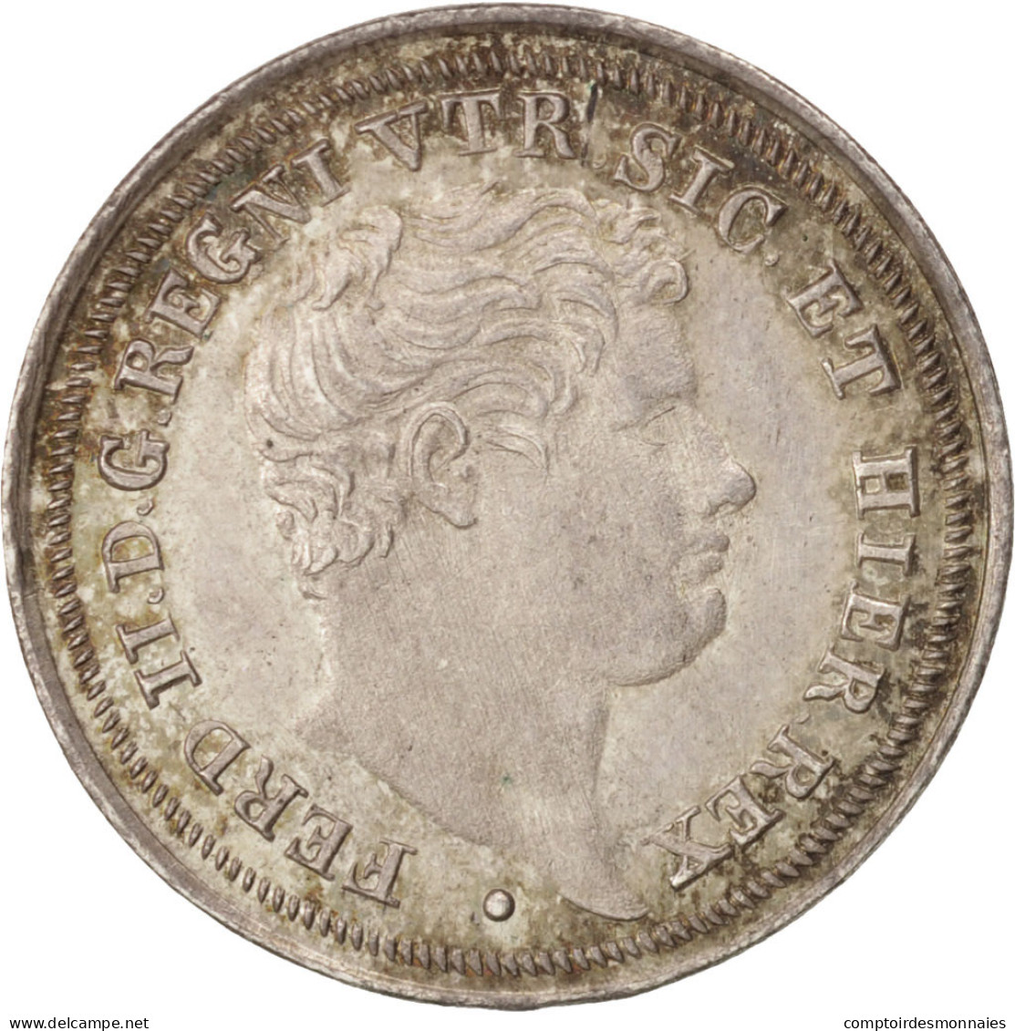 Monnaie, États Italiens, NAPLES, Ferdinando II, 5 Grana, 1838, SUP+, Argent - Napoli & Sicilia