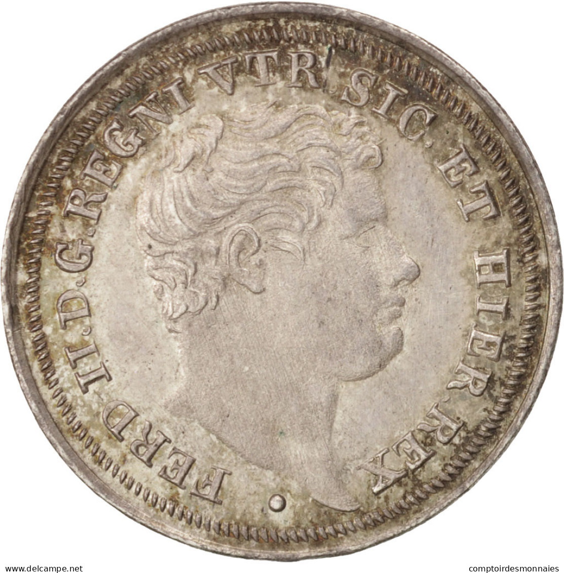 Monnaie, États Italiens, NAPLES, Ferdinando II, 5 Grana, 1838, SUP+, Argent - Nápoles & Sicile