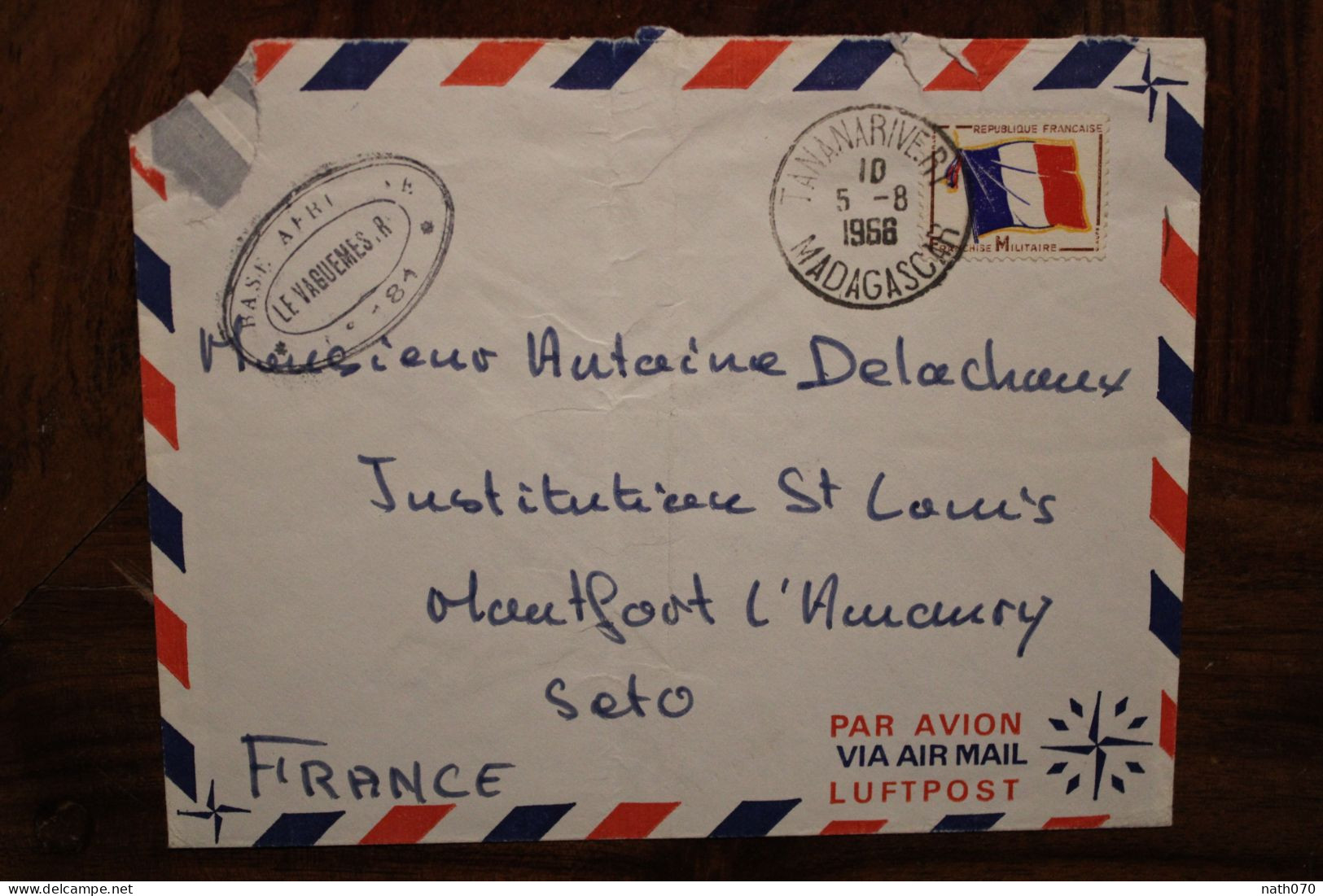 1966 FM Madagascar France Cover Franchise Militaire Base Aérienne Pour Montfort L'Amaury - Lettres & Documents