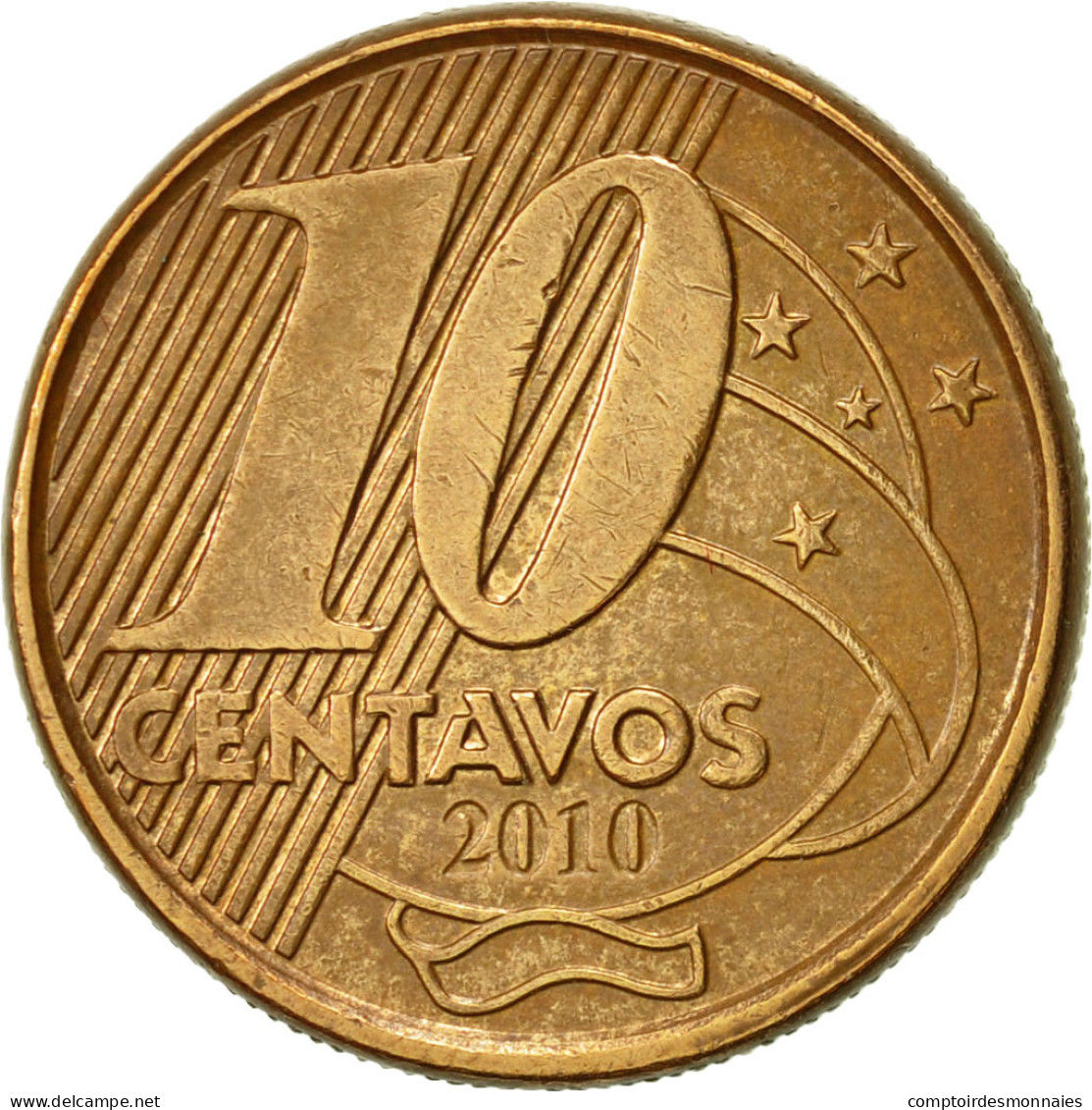 Monnaie, Brésil, 10 Centavos, 2010, TTB+, Bronze Plated Steel, KM:649.2 - Brésil