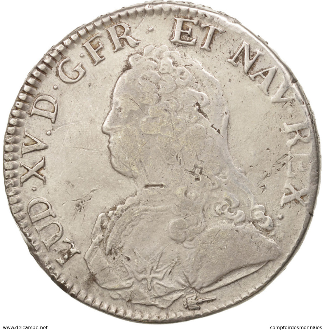 Monnaie, France, Louis XV, Écu Aux Branches D'olivier, Ecu, 1734, Amiens, TB+ - 1715-1774 Ludwig XV. Der Vielgeliebte