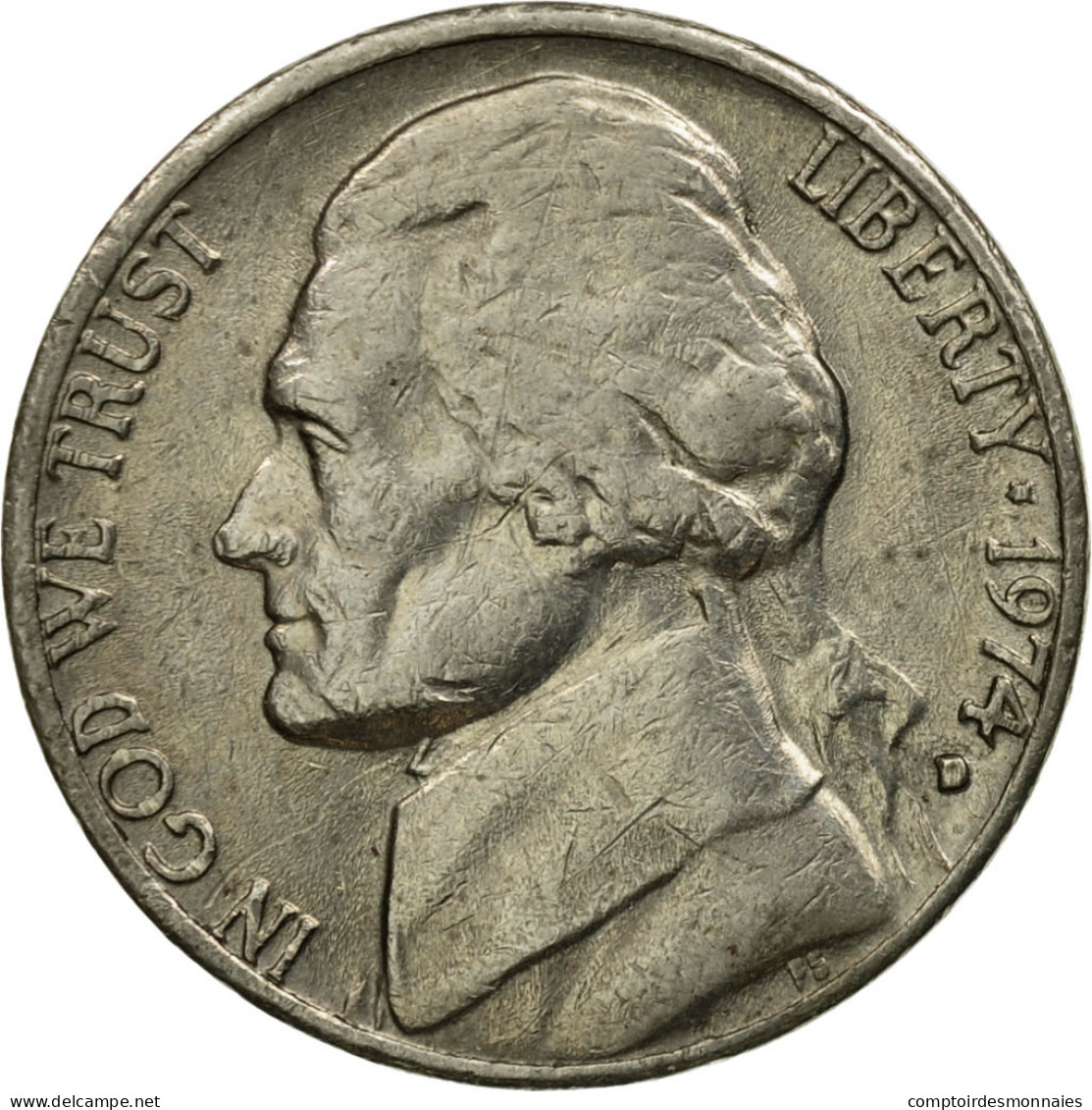 Monnaie, États-Unis, Jefferson Nickel, 5 Cents, 1974, U.S. Mint, Denver, TTB - 1938-…: Jefferson