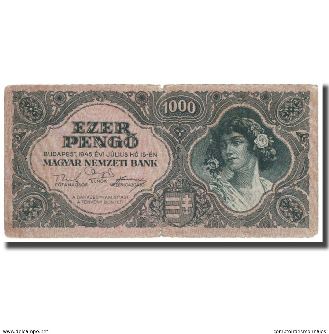 Billet, Hongrie, 1000 Pengö, 1945, 1945-07-15, KM:118a, TTB - Hungría