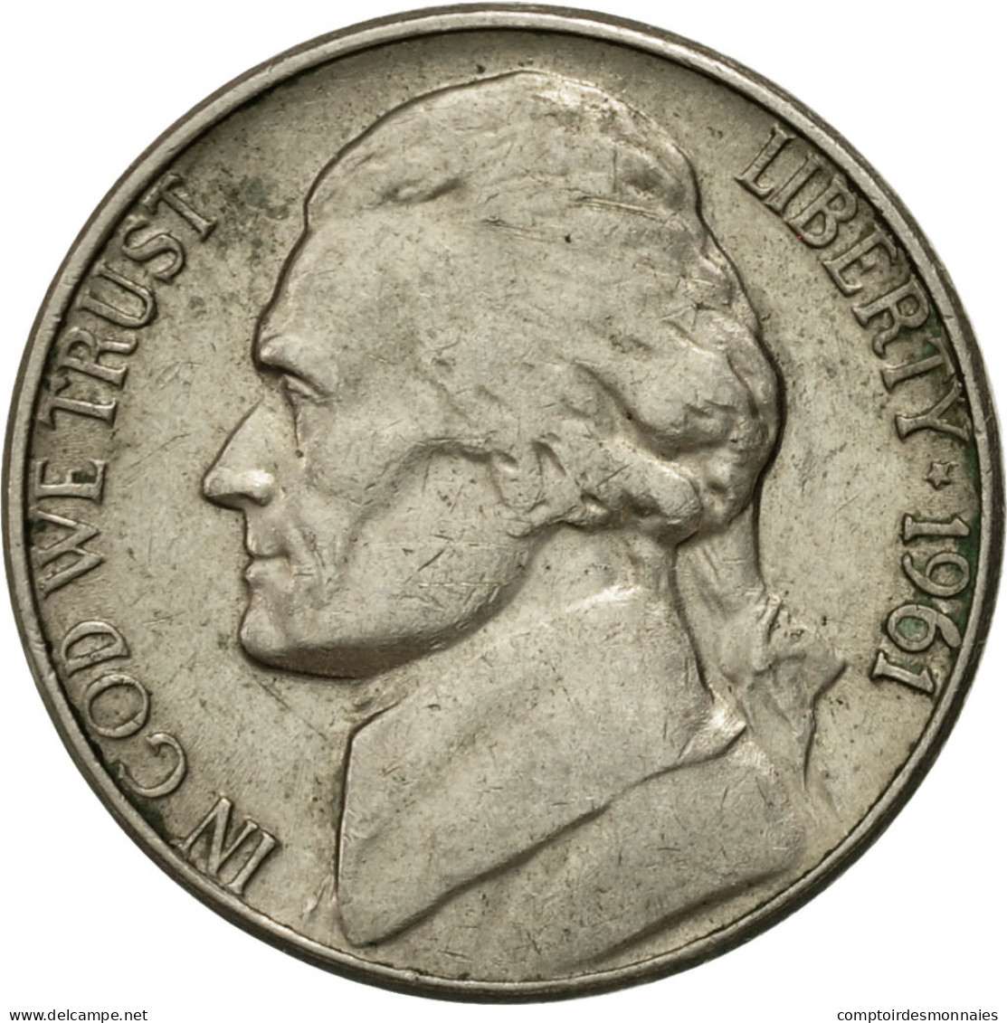 Monnaie, États-Unis, Jefferson Nickel, 5 Cents, 1961, U.S. Mint, Philadelphie - 1938-…: Jefferson