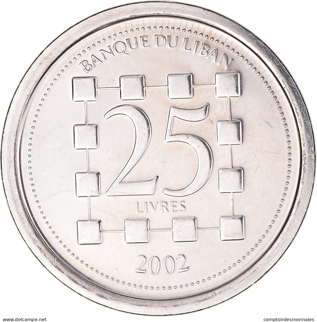 Monnaie, Liban , 25 Livres, 2002, SUP, Nickel Plaqué Acier, KM:40 - Liban