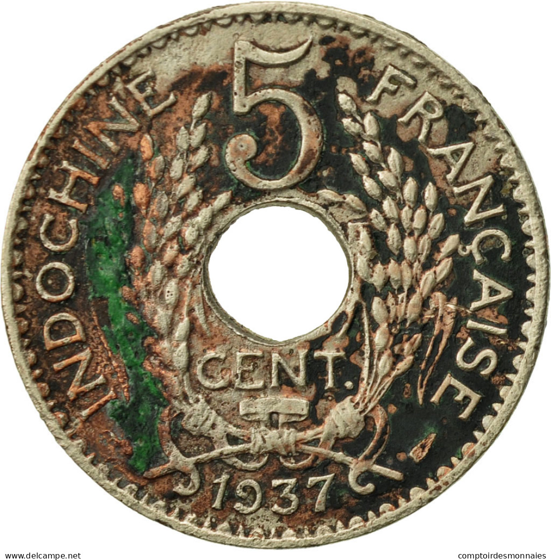 Monnaie, FRENCH INDO-CHINA, 5 Cents, 1937, Paris, TB, Copper-nickel, KM:18 - Other & Unclassified